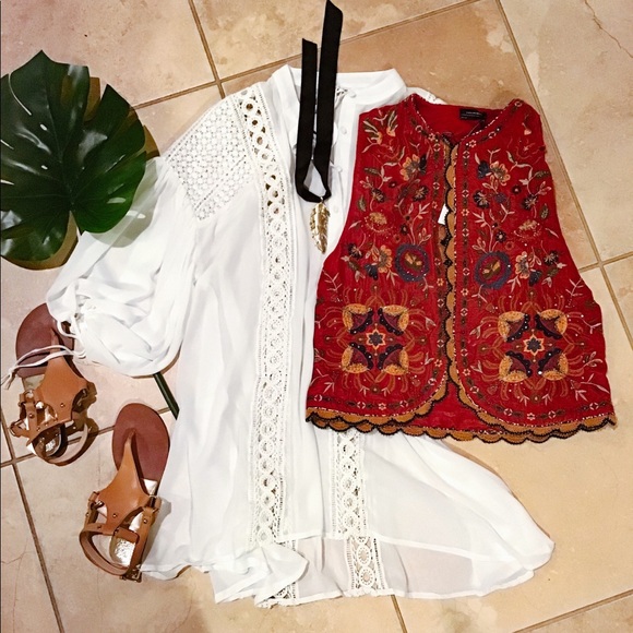 Embroidered Velvet Beaded Waistcoat - Picture 3 of 8